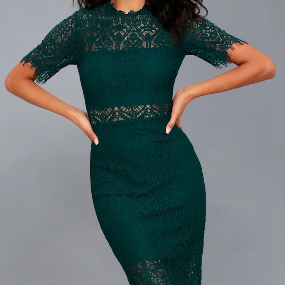 Lulus first green lace midi dress